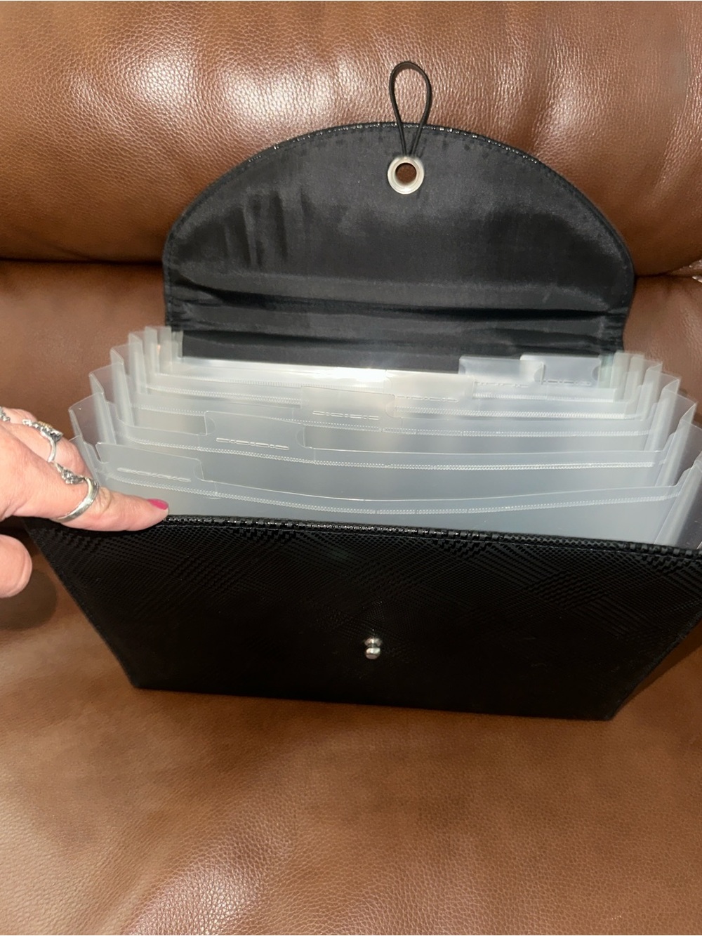 Expandable Black Document Organizer Wallet